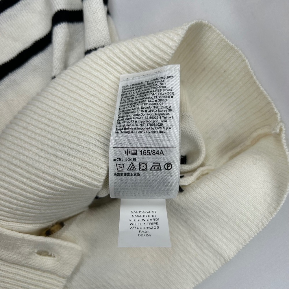 Gap Womens XS Crewneck Cardigan Sweater White Navy Blue Striped Cotton - Picture 9 of 10